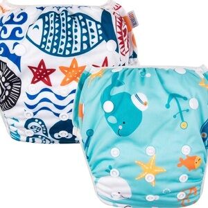 ALVABABY Swim Diapers Large Size 2pcs Pack Reuseable &Adjustable Baby Boy